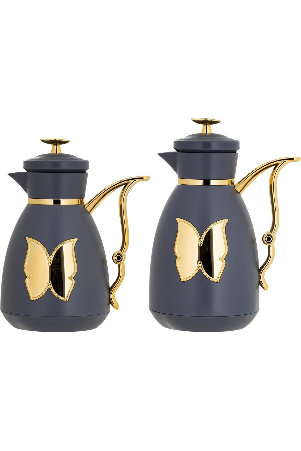 ALSAIF-Coffee And Tea Vaccum Flask Set In Grey/gold / Leak-proof And Keeps Drinks Hot 1.0/1.0 Liter 2