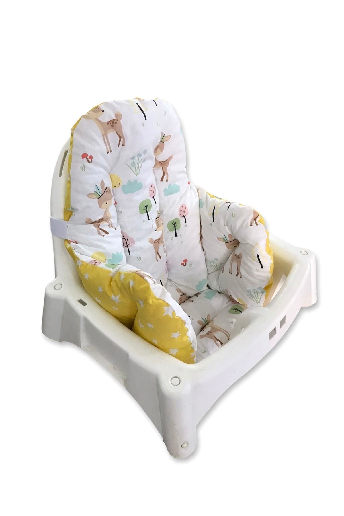 Babynia %100 Pamuk Bebek Çocuk Mama Sandalyesi Minderi Karaca Sarı fotoğrafı 5 (önizleme)