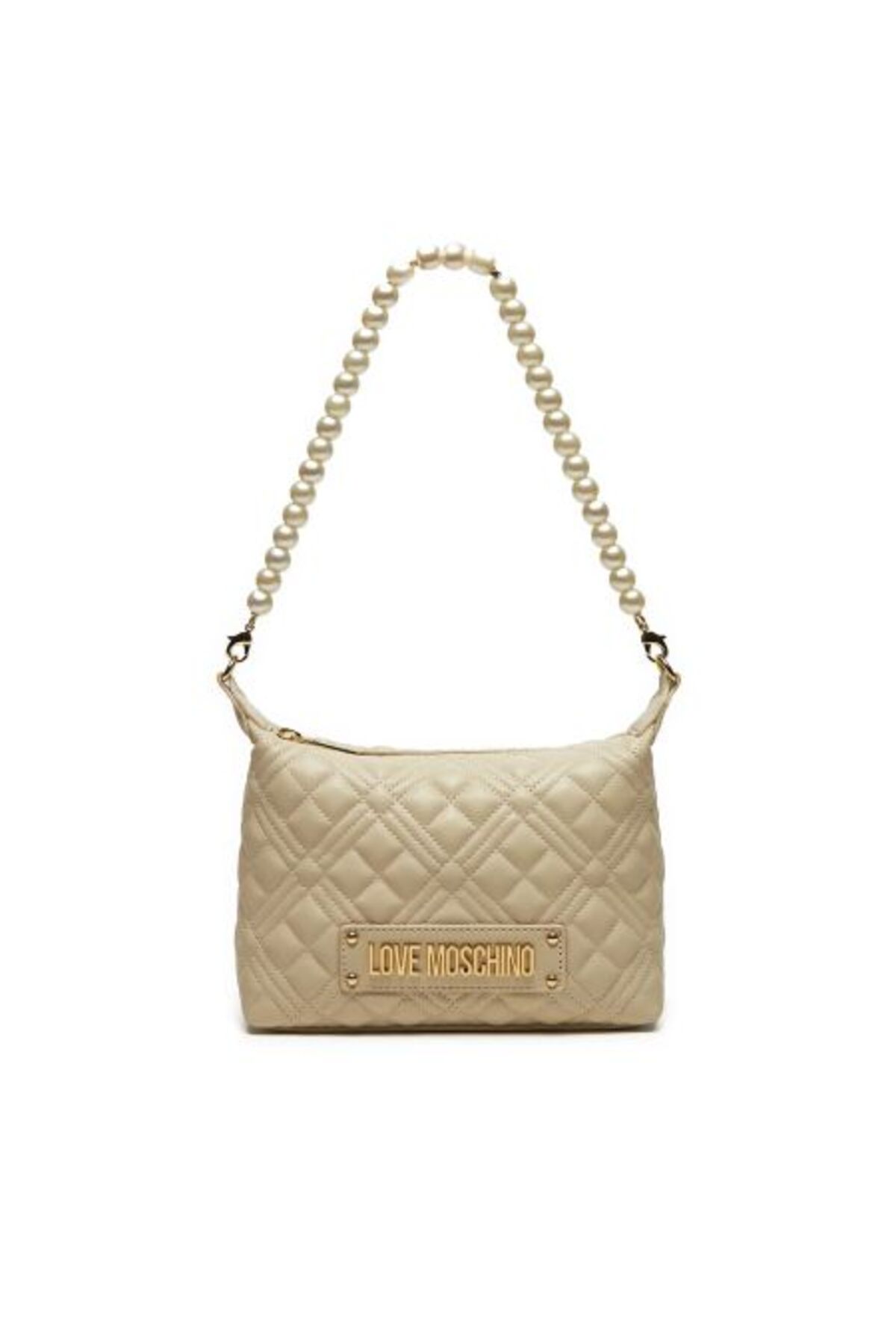 Love Moschino Torba pikowana PU kość słoniowa