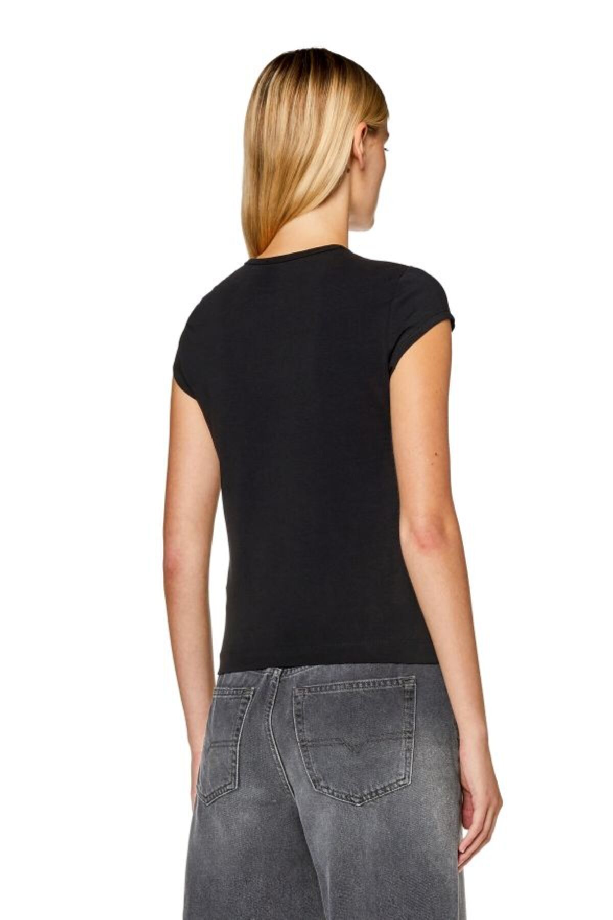 Diesel-Tricou negru pentru femei Oval-d Logo 2