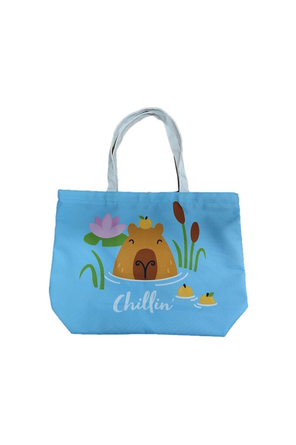 Puckator-Beach Bag, Capybara, Funny Message 'chillin', Lightweight/Spacious, With Zipper And Internal Pocket 4