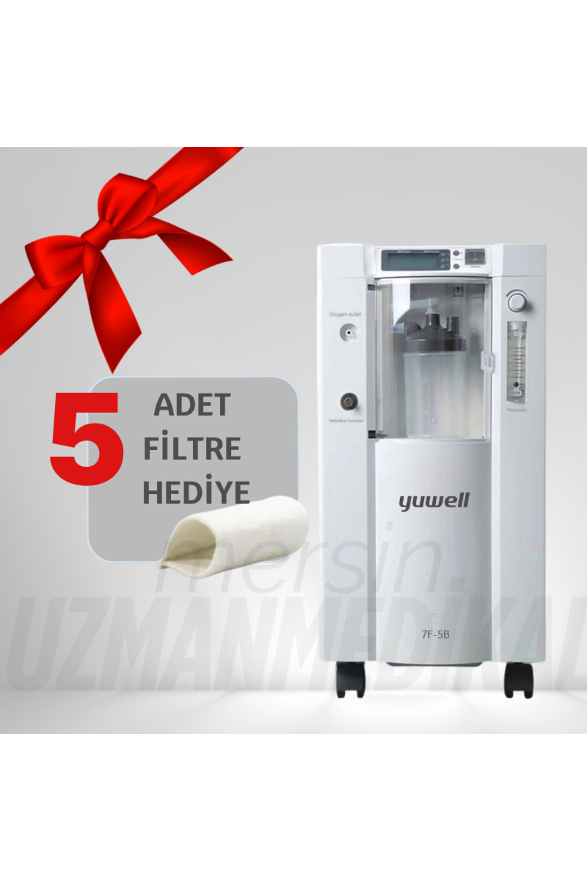 Yuwell 7F-5B Oksijen Konsantratörü 5 LT (Pulse Oksimetre & Yedek