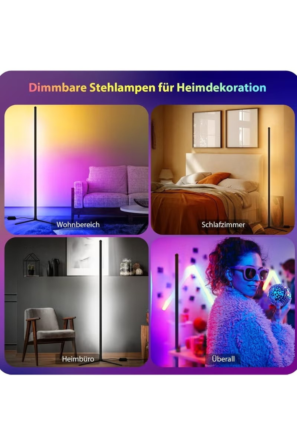 مصباح زاوية LED مع جهاز تحكم عن بعد، ضوء أبيض، معدن ABS، 20 واط