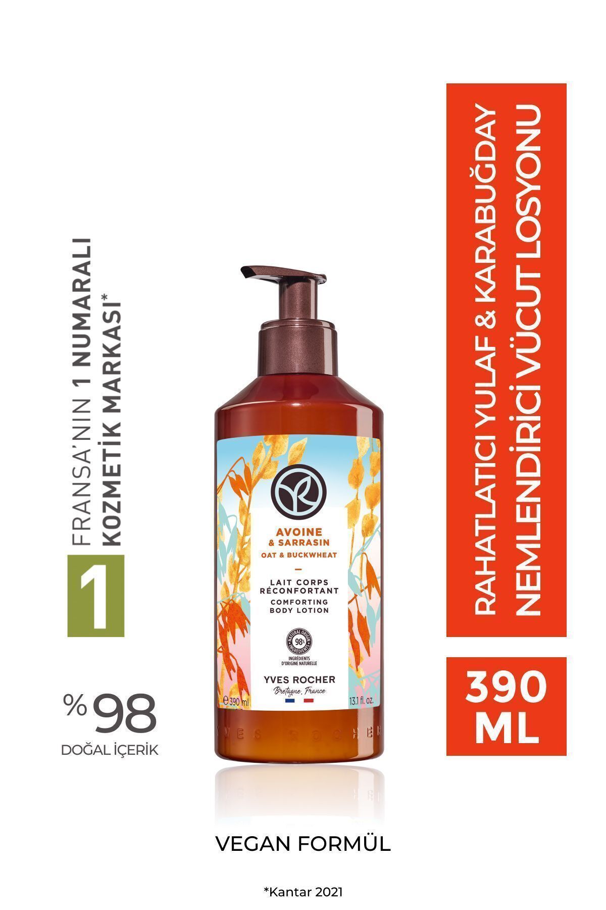 Yves Rocher لوسیون و ژل حمام مرطوب کننده جو و گندم سیاه آرامش بخش 400ml