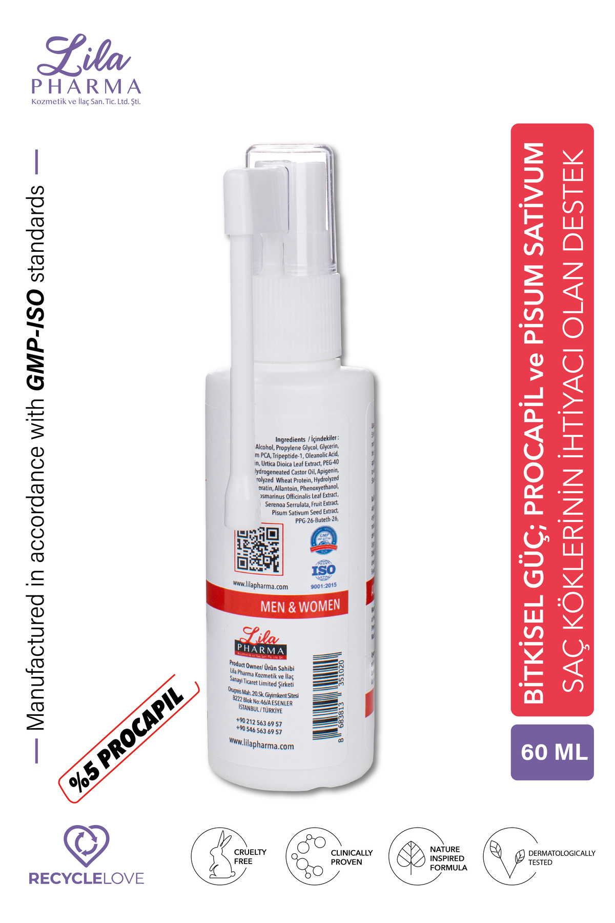 Saç Dökülmelerine Karşı ve Saç Ekimi Sonrası %5 Prcocapil Serum — 60 ml — تصویر 3 از 8