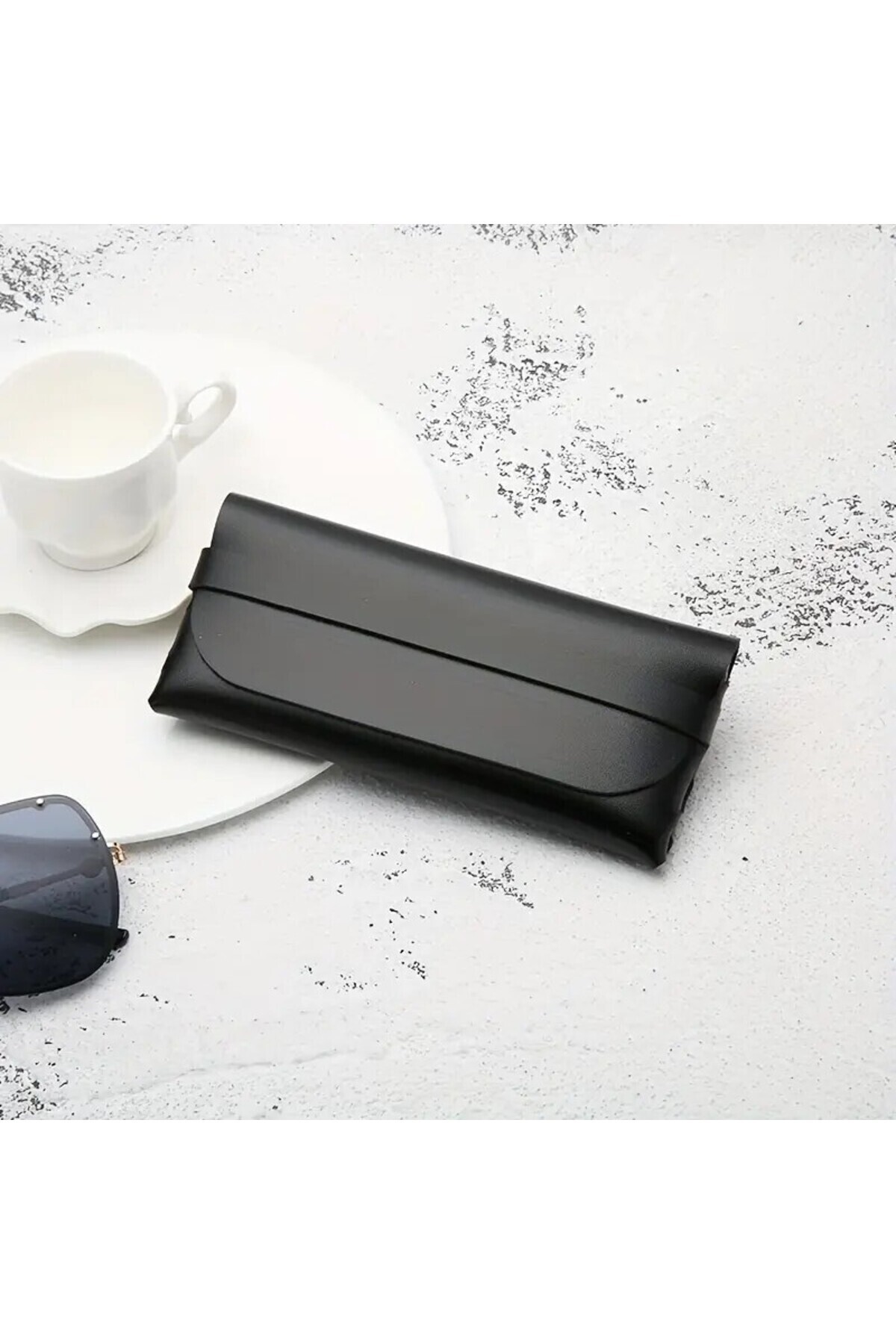 YIWU Şık Suni Deri Gözlük saklama kılıfı Siyah