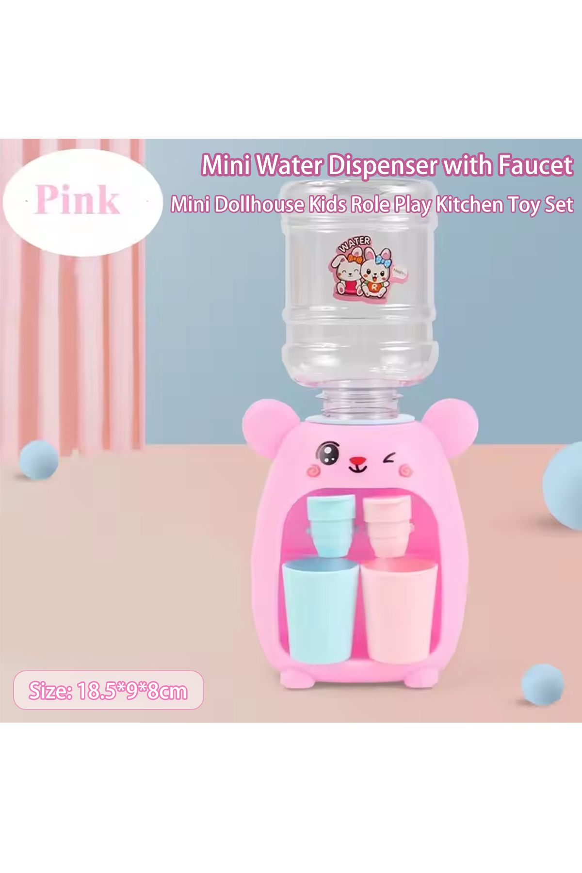 Choice-Pink Kids Role Play Kitchen Toy Set 1pc, Pretend Play Water Dispenser With Faucet - Mini Dollhouse P 1