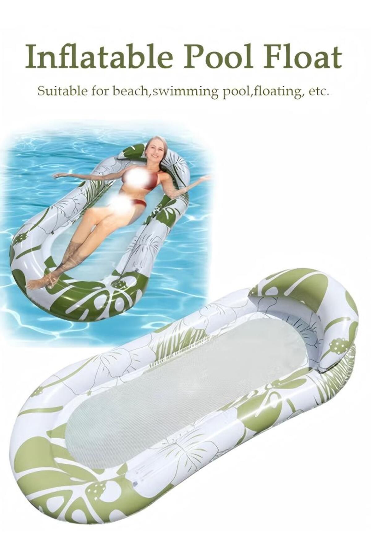 Generic-Inflatable Pool Float Lounger Raft 160*90cm Floating Mat Inflatable Cont 5