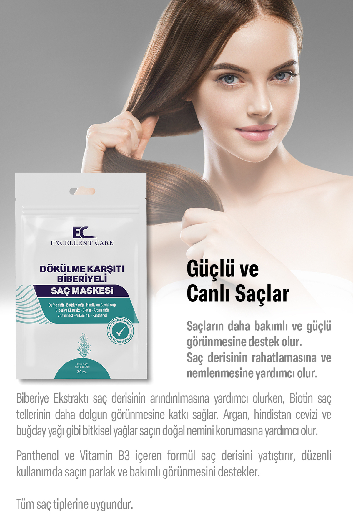 DÖKÜLME KARŞITI BİBERİYELİ SAÇ MASKESİ — 30 ML  BİBERİYELİ SAÇ MASKESİ — تصویر 2 از 5