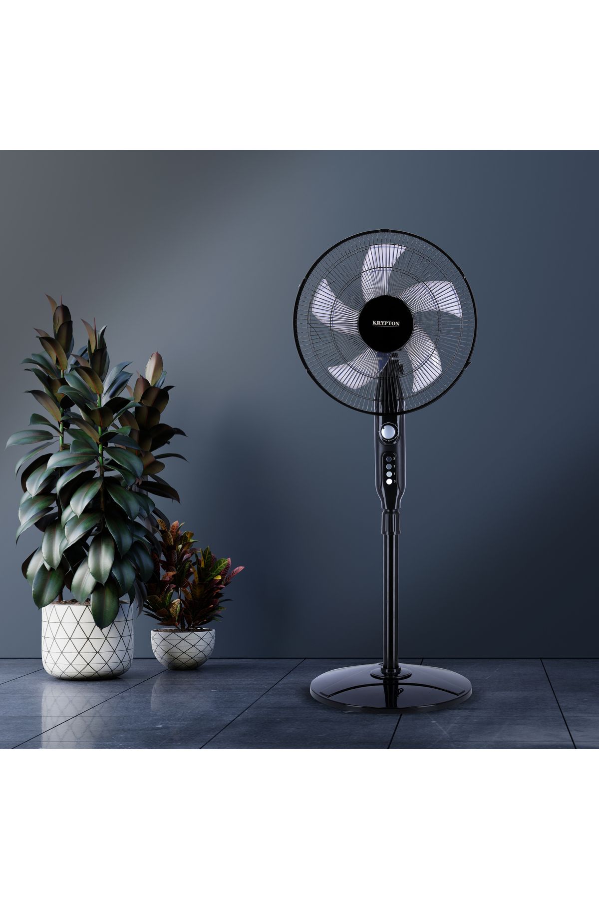 KRYPTON-16" Pedestal Fan – 3-speed, 5-blade Design, 60w Motor, 60-min Timer, Anti-rust Body 2