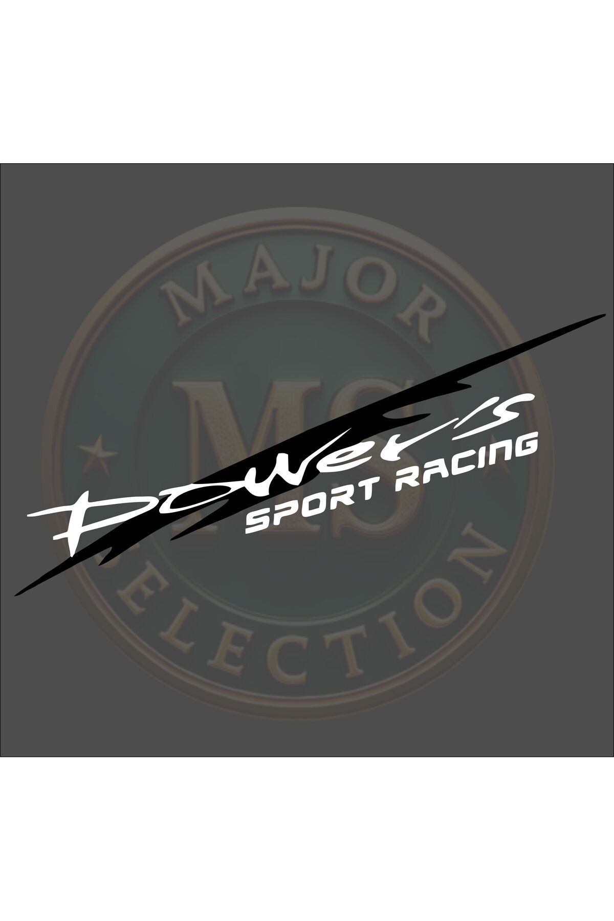 MS Major Selection Power's SPORT RACING sticker 30X5.5 cm. Siyah, beyaz, turuncu, kırmızı, yeşil, hologram renklerde