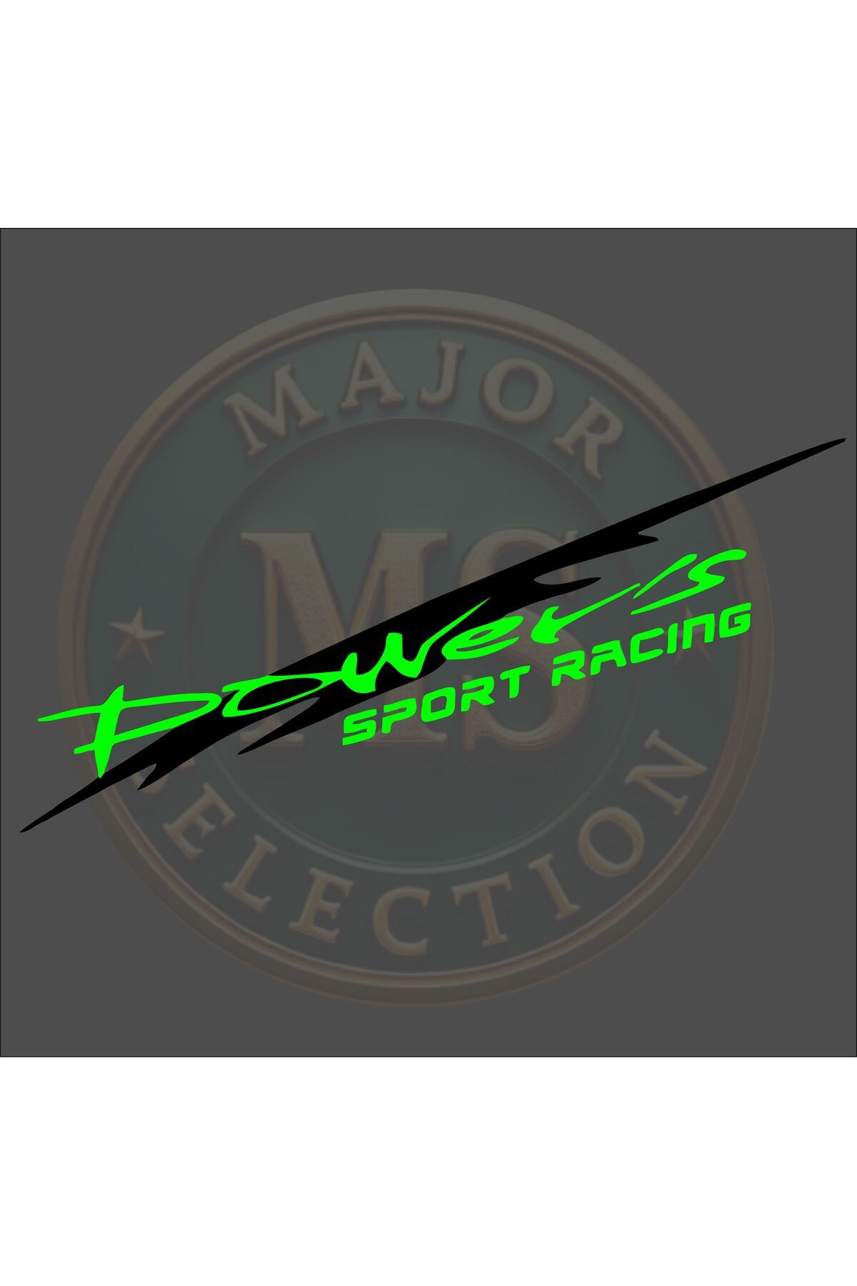 MS Major Selection Power's SPORT RACING sticker 30X5.5 cm. Siyah, beyaz, turuncu, kırmızı, yeşil, hologram renklerde