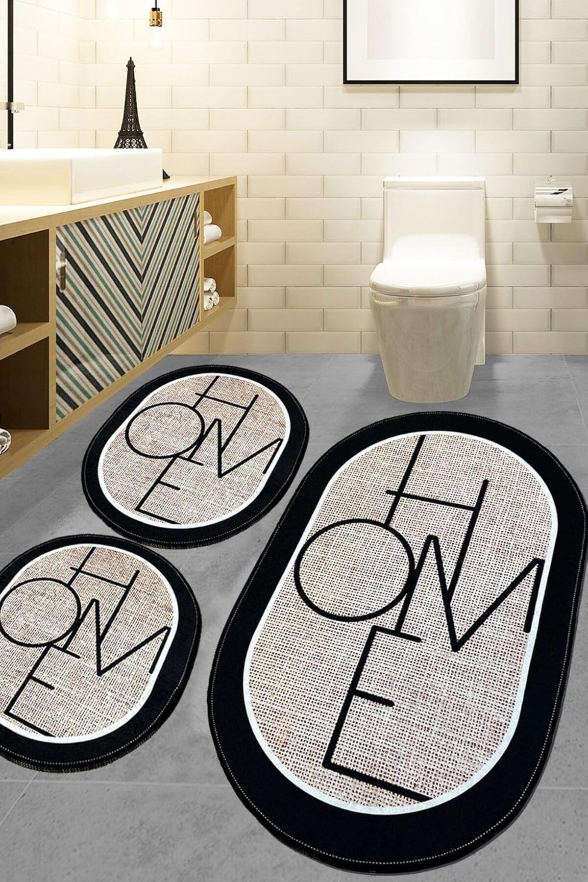 Mena Rise BlackShop Home Mohe 3lü Set Banyo Halısı Djt 1064272