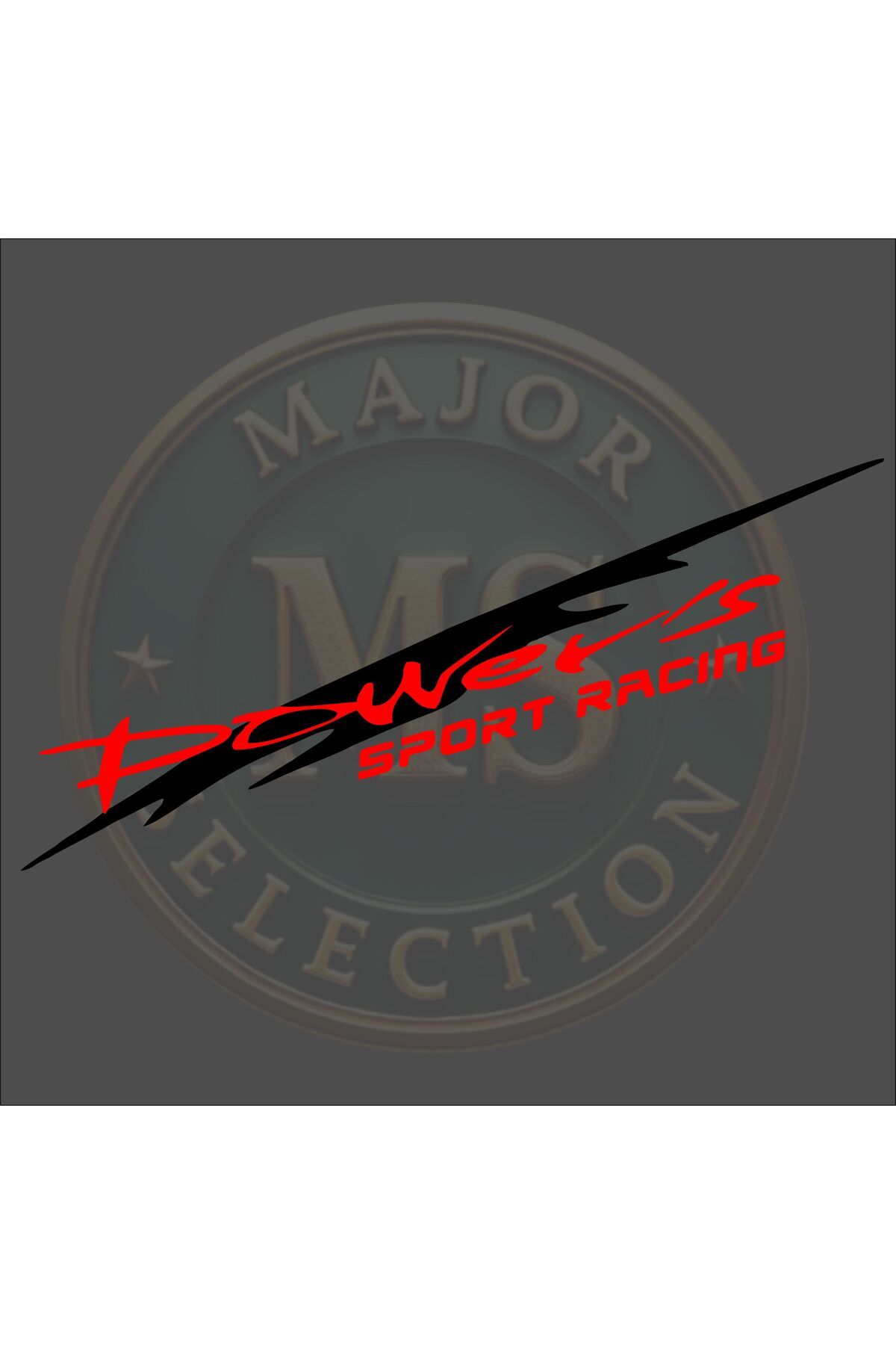 MS Major Selection Power's SPORT RACING sticker 30X5.5 cm. Siyah, beyaz, turuncu, kırmızı, yeşil, hologram renklerde