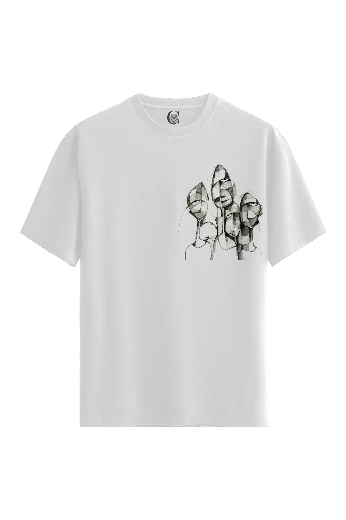 Color Luxe Faded Voices - %100 Pamuklu Erkek Beyaz Tişört - Premium Quality