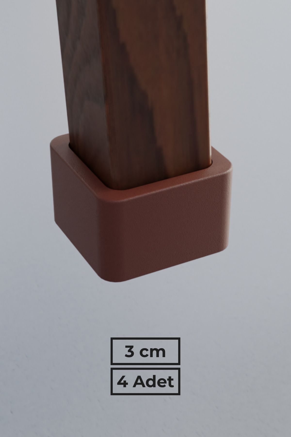 wooden lane studio 30x30 mm Kahverengi Kare PVC Sandalye Ayak Pabucu – 4’lü Set – Sessiz ve Parke Koruyucu