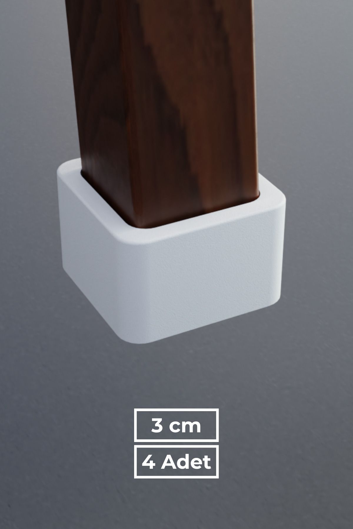 wooden lane studio 30x30 mm Beyaz Kare PVC Sandalye Ayak Pabucu – 4’lü Set – Sessiz ve Parke Koruyucu