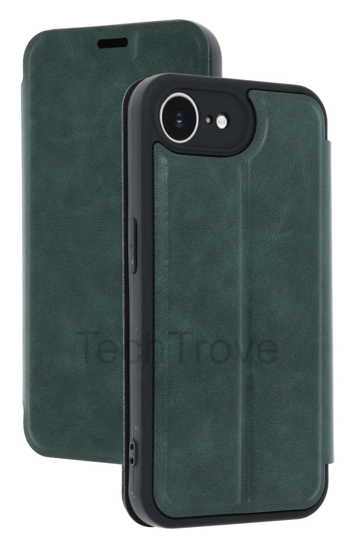 TechTrove iPhone 16E Kılıf Kamera Korumalı İçi Kadife İnce Yapılı Kapaklı Standlı Kartlıklı Deri Kapak