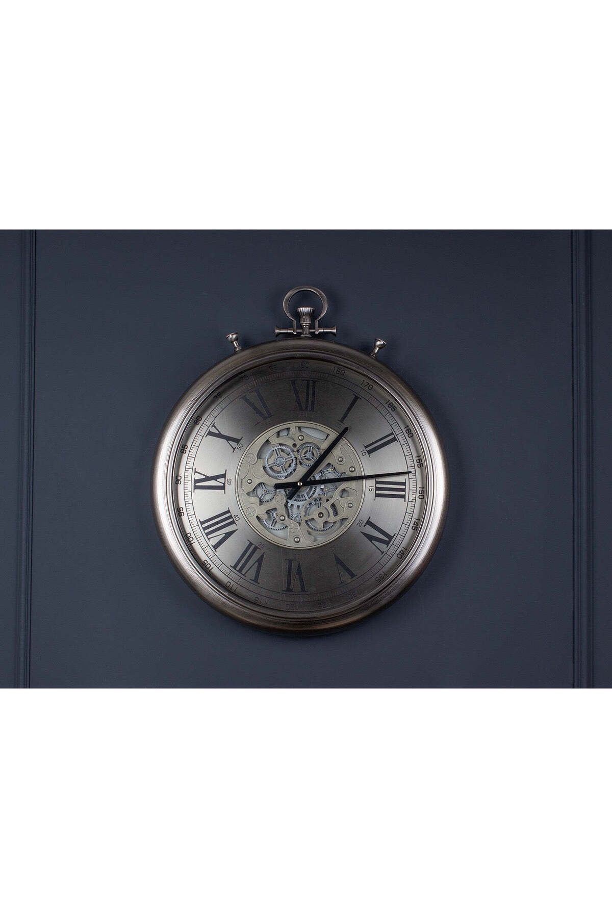 YASAR CONCEPT Chronovia Metal Çarklı Duvar Saati Gümüş 60 Cm