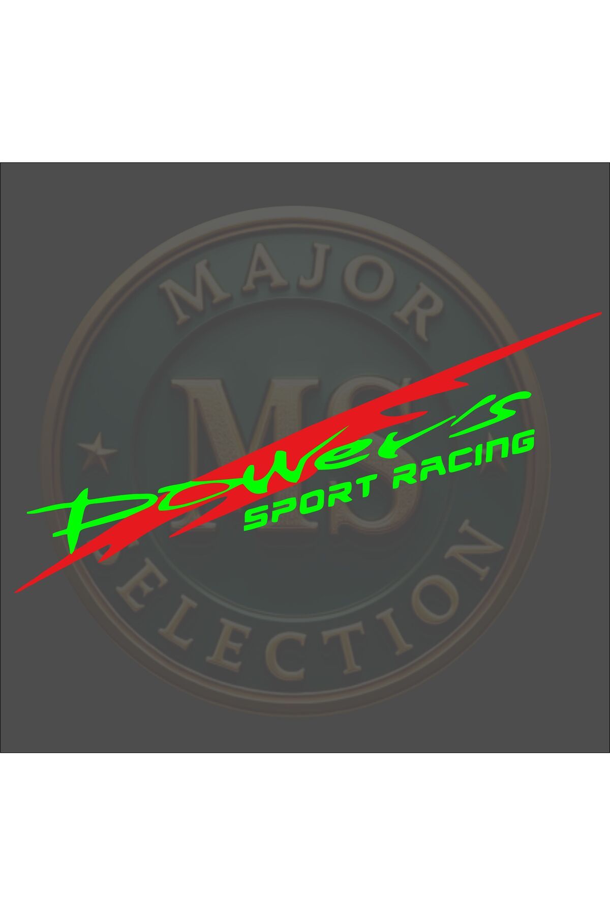 MS Major Selection Power's SPORT RACING sticker 30X5.5 cm. Siyah, beyaz, turuncu, kırmızı, yeşil, hologram renklerde