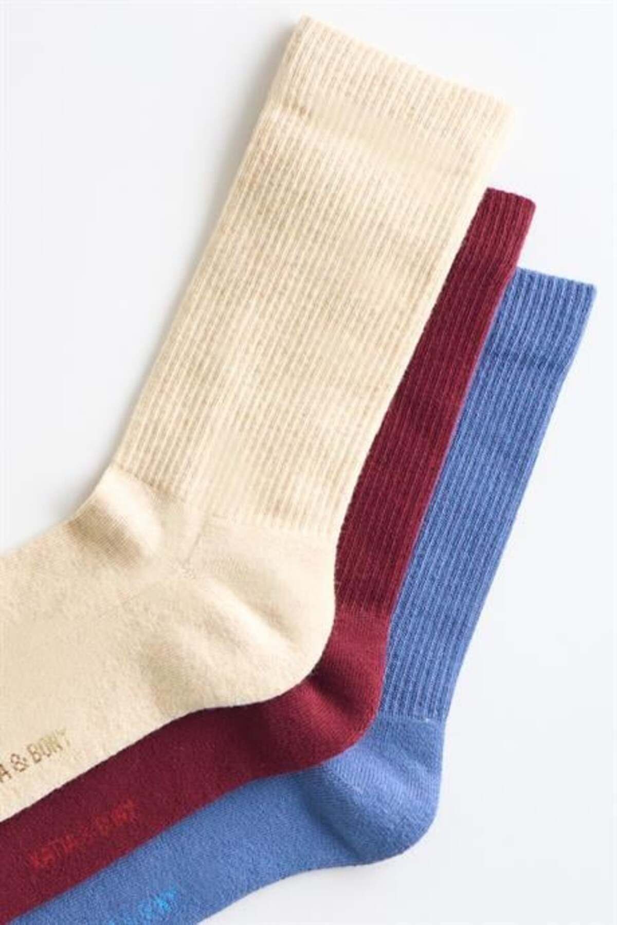 BONY SOCKS 3'lü Paket Pamuklu Spor Çorap Bordo/Krem/Mavi