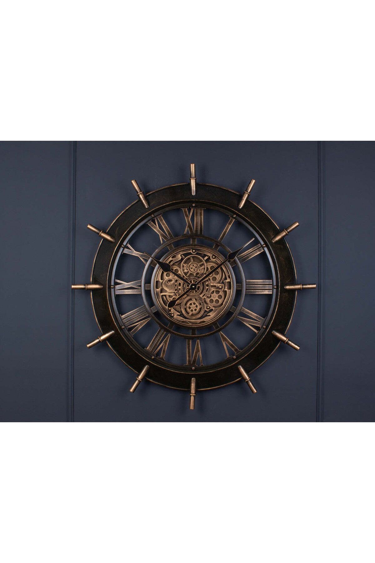 YASAR CONCEPT Ocearion Metal Çarklı Duvar Saati 93 Cm