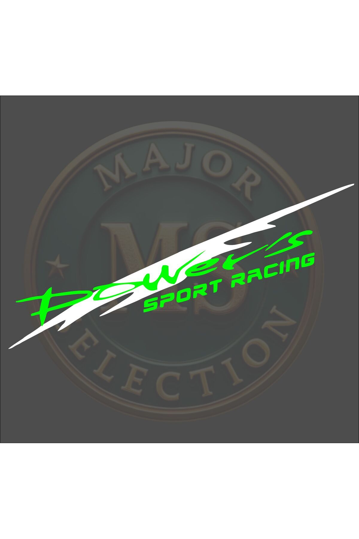 MS Major Selection Power's SPORT RACING sticker 30X5.5 cm. Siyah, beyaz, turuncu, kırmızı, yeşil, hologram renklerde