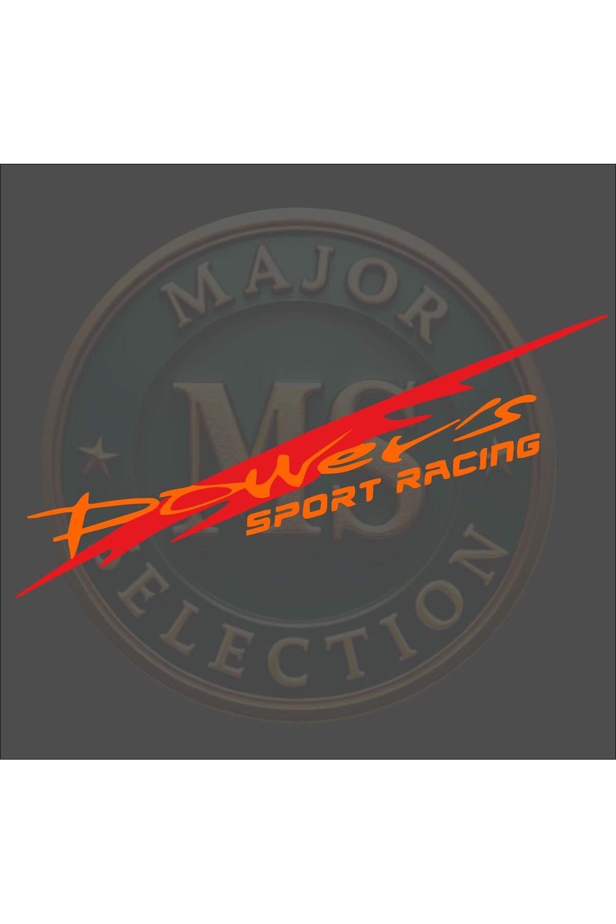 MS Major Selection Power's SPORT RACING sticker 30X5.5 cm. Siyah, beyaz, turuncu, kırmızı, yeşil, hologram renklerde