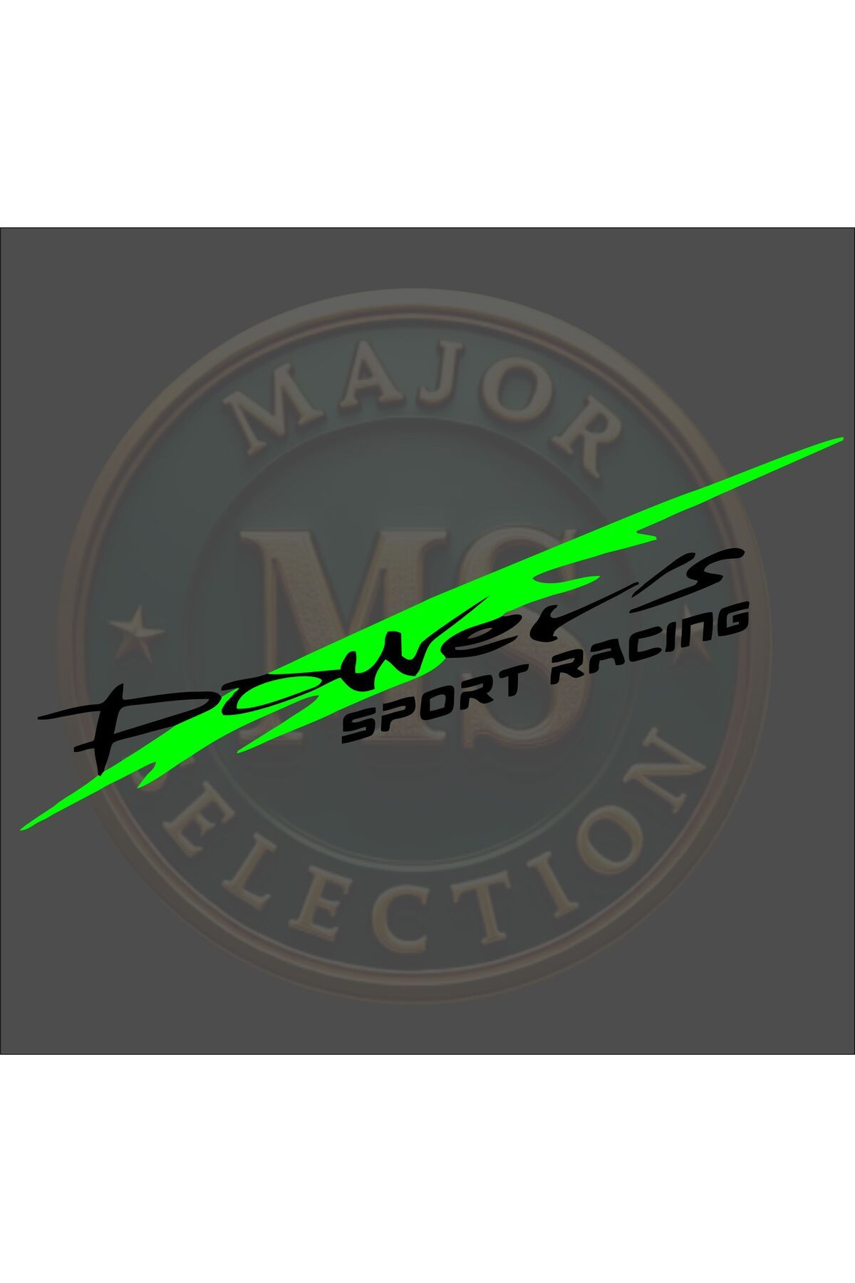 MS Major Selection Power's SPORT RACING sticker 30X5.5 cm. Siyah, beyaz, turuncu, kırmızı, yeşil, hologram renklerde