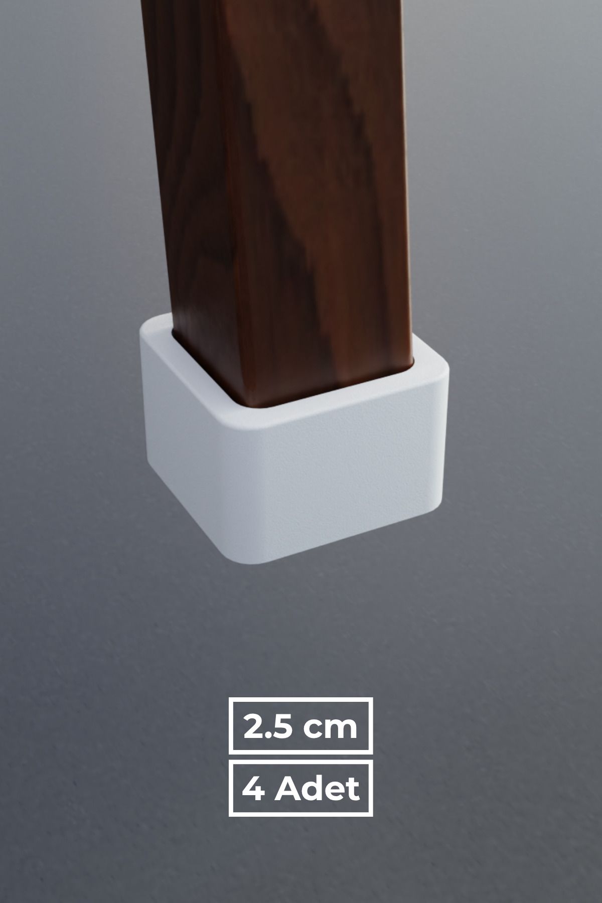 wooden lane studio 25x25 mm Beyaz Kare PVC Sandalye Ayak Pabucu – 4’lü Set – Sessiz ve Parke Koruyucu