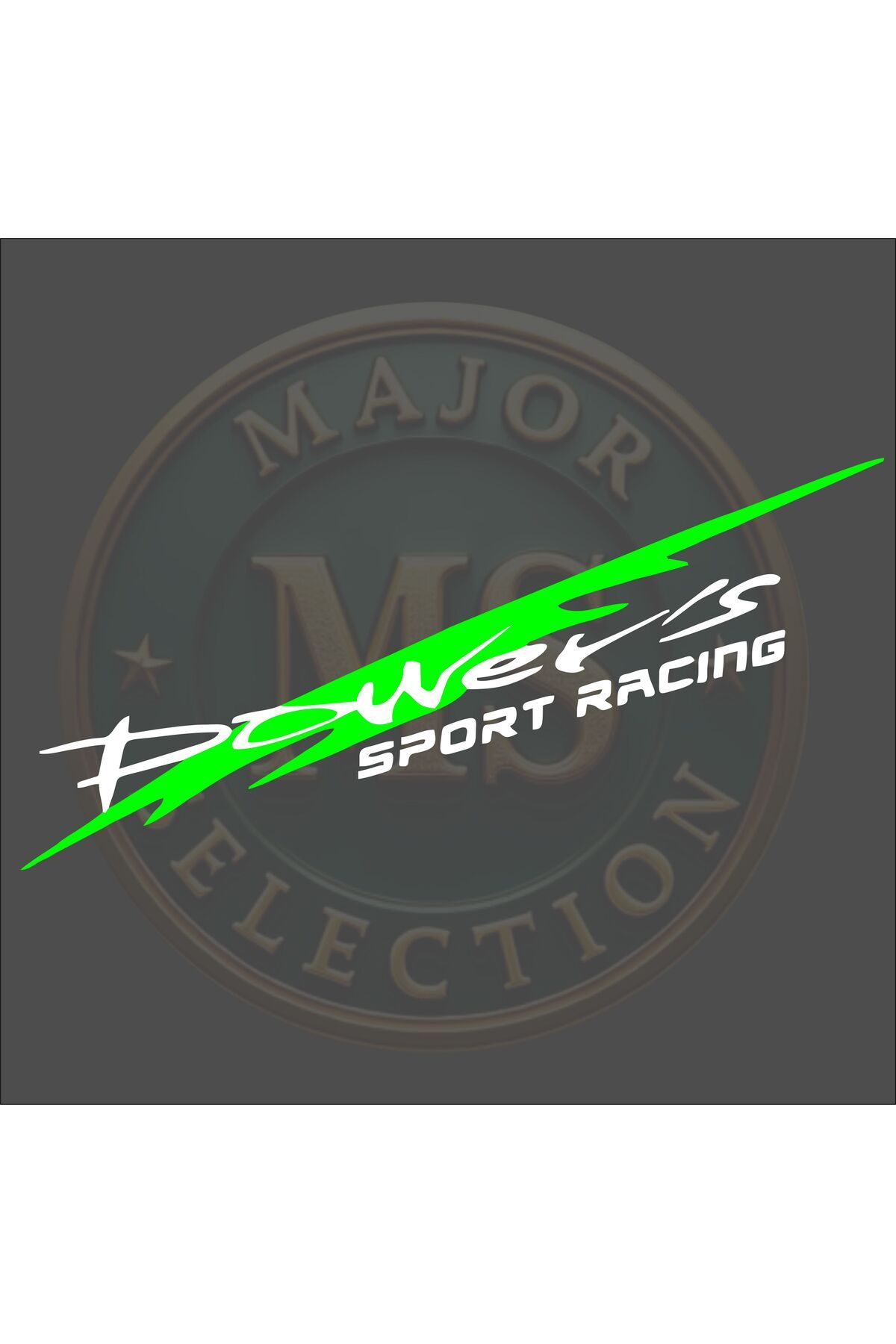 MS Major Selection Power's SPORT RACING sticker 30X5.5 cm. Siyah, beyaz, turuncu, kırmızı, yeşil, hologram renklerde