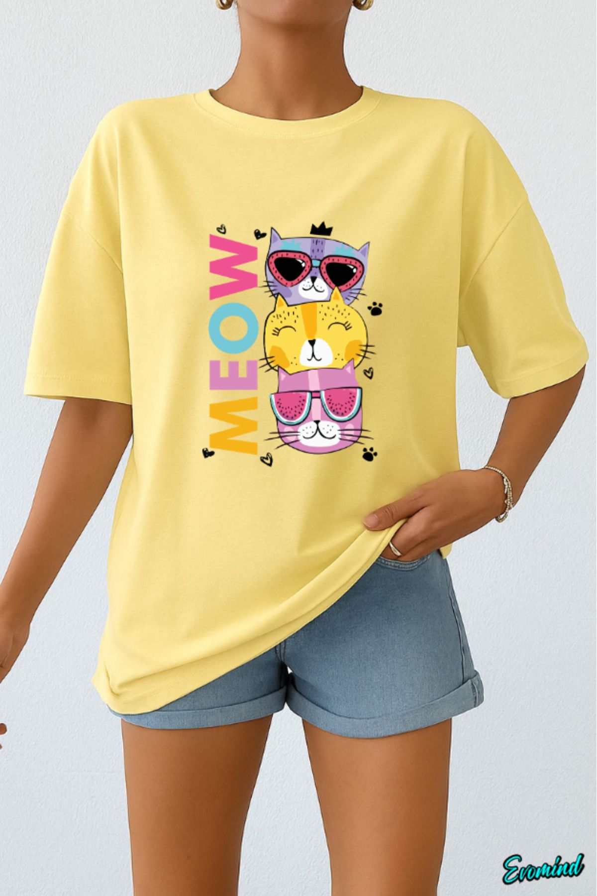 Evomind Meow Baskılı Unisex T-shirt