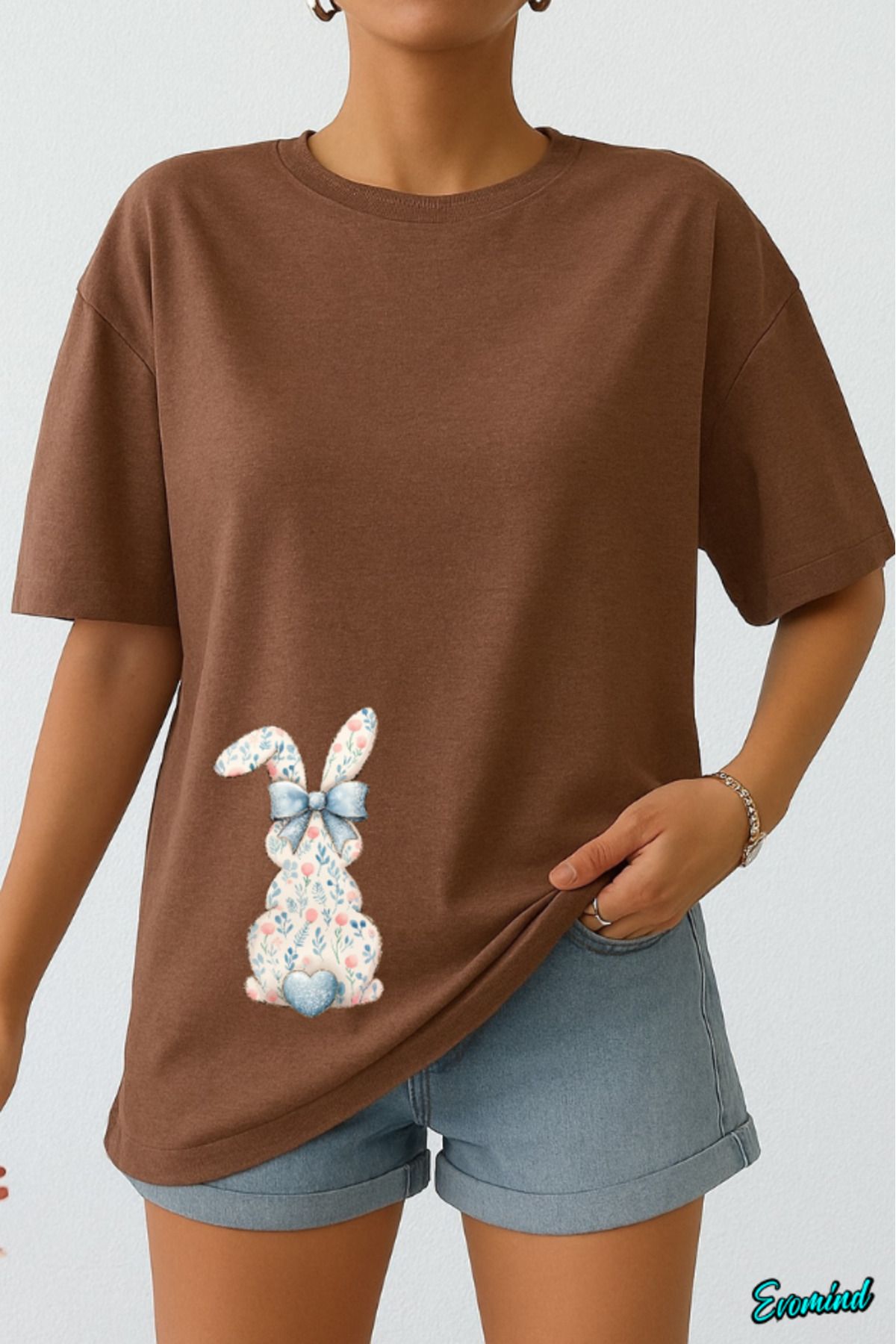 Evomind Tavşan Baskılı Unisex T-shirt