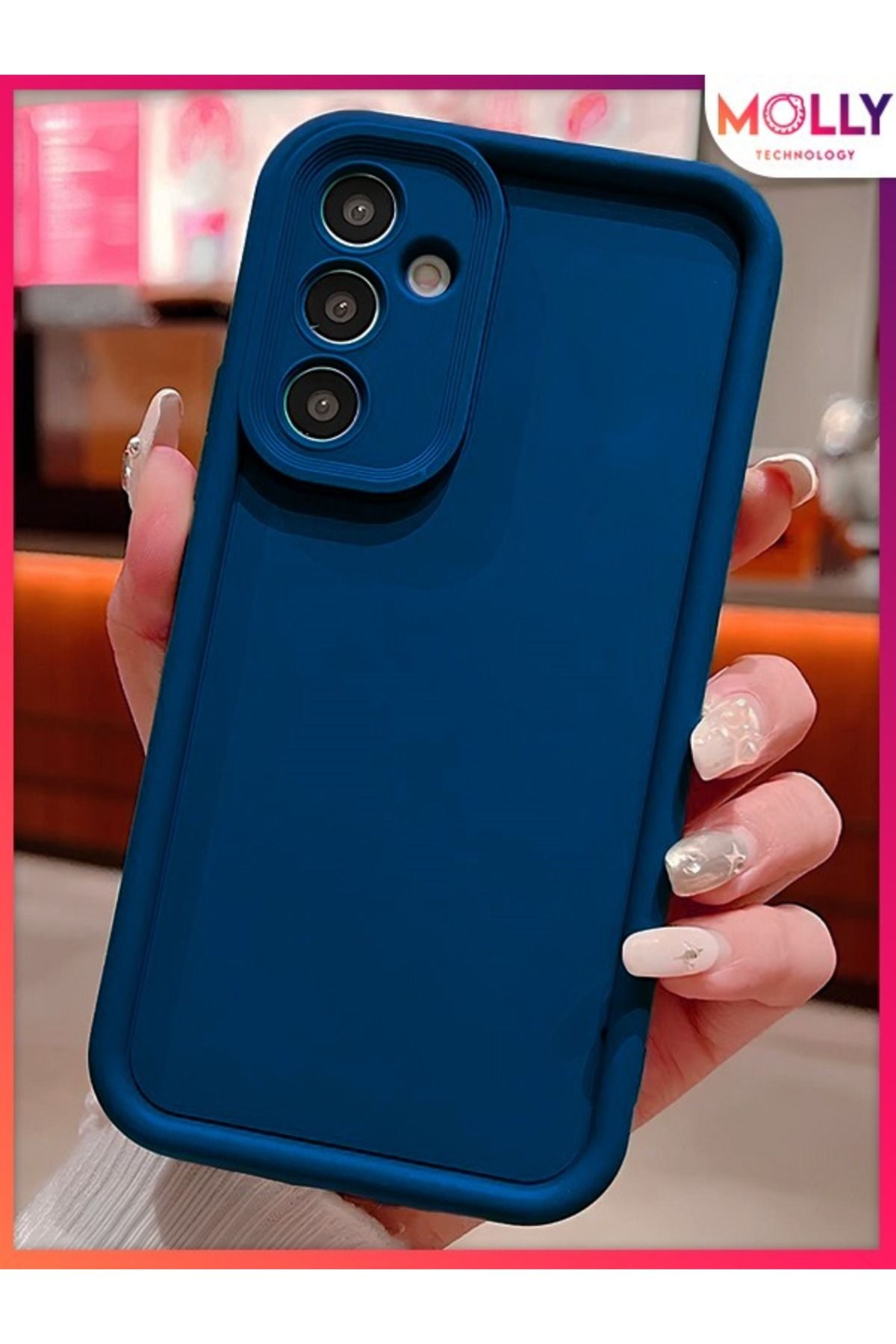 Molly Samsung Galaxy A36 İçin Prusya Mavisi Kenarları Kalın Pan Silikon Kılıf
