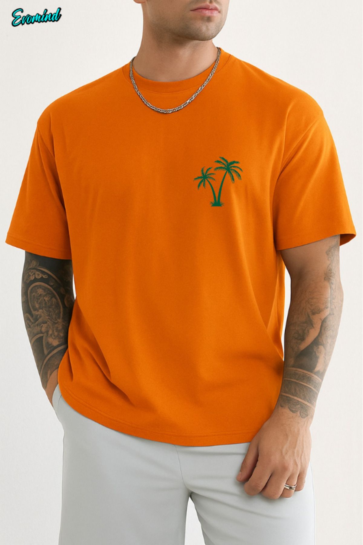 Evomind Palmiye Ağacı Baskılı Unisex T-shirt