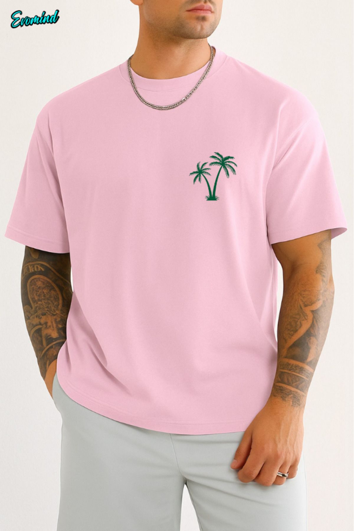 Evomind Palmiye Ağacı Baskılı Unisex T-shirt