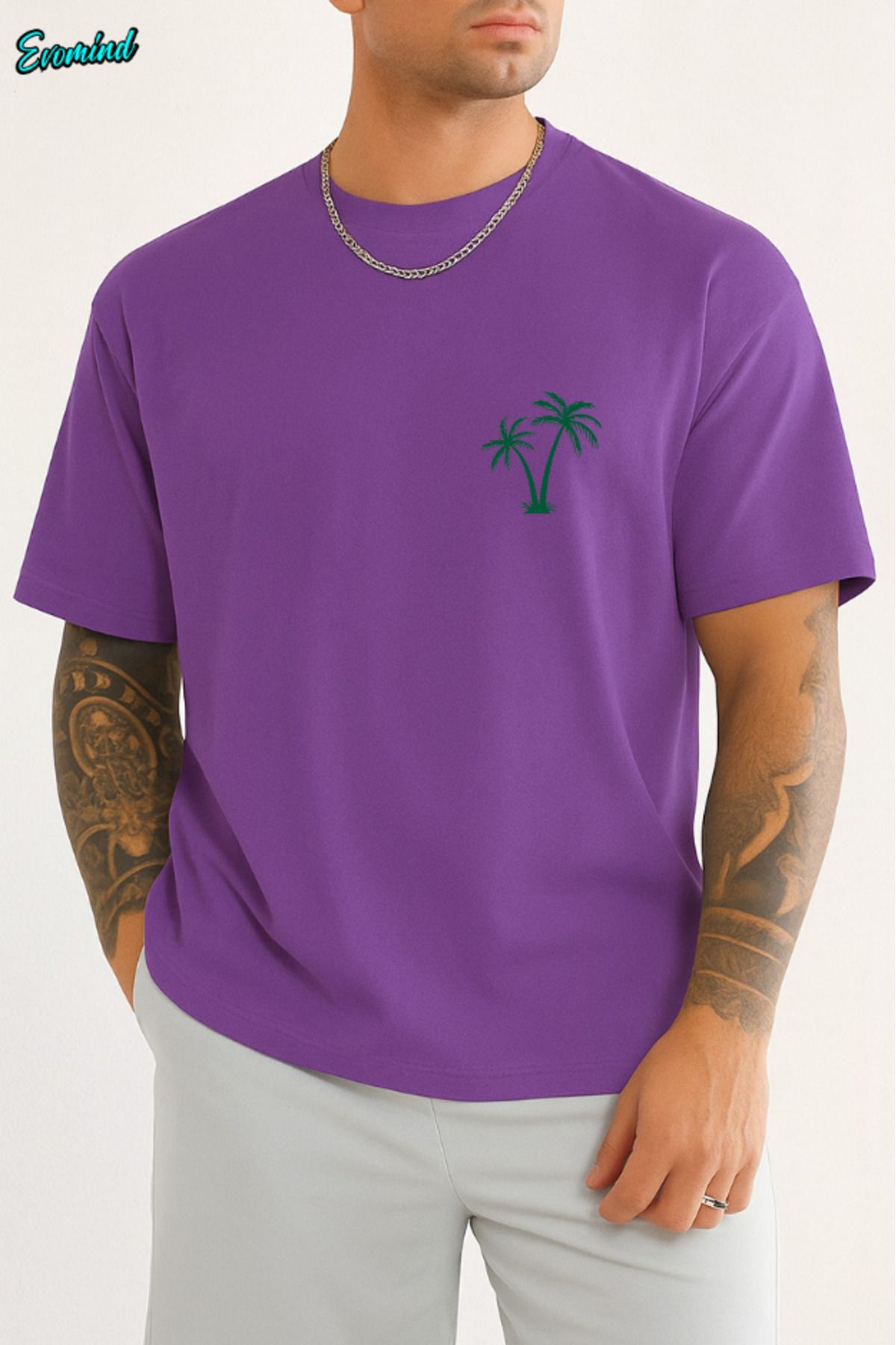 Evomind Palmiye Ağacı Baskılı Unisex T-shirt