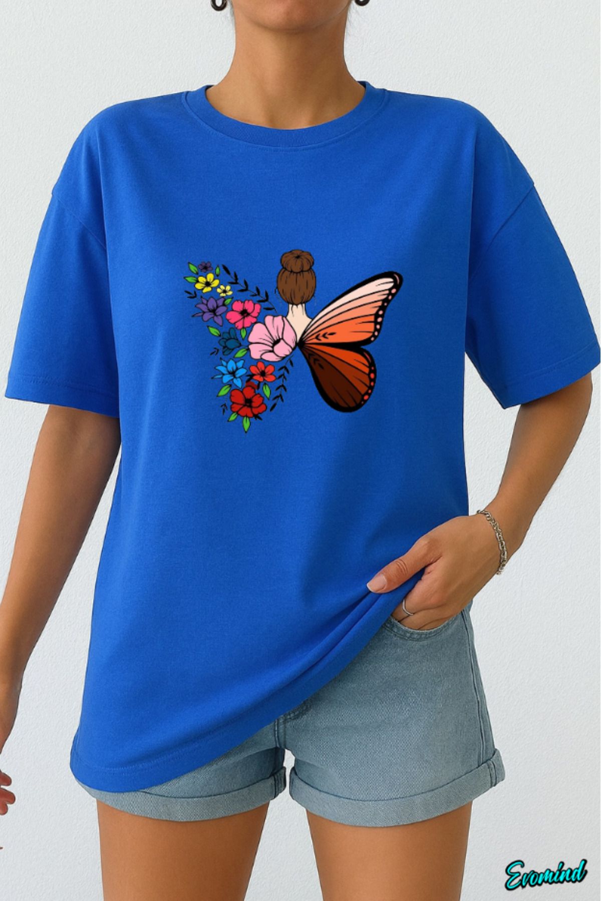 Evomind Kelebek Kadın Baskılı Unisex T-shirt