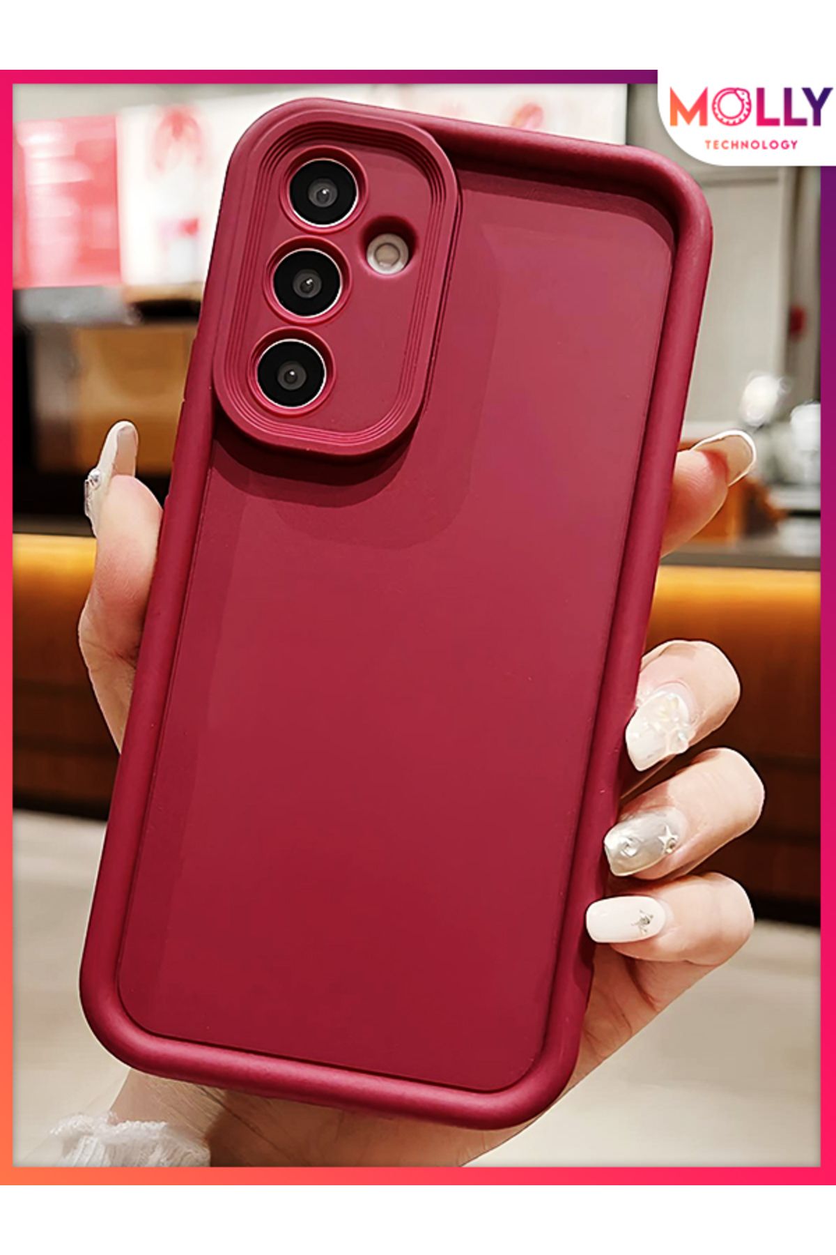 Molly Samsung Galaxy A36 İçin Vişne Çürüğü Kenarları Kalın Pan Silikon Kılıf