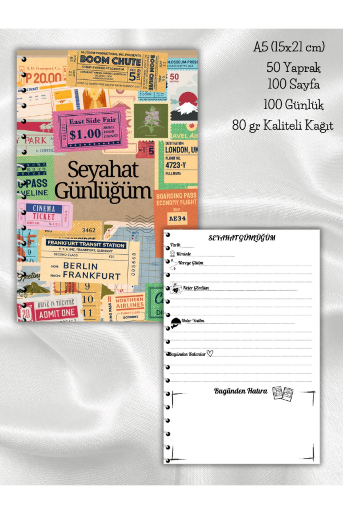 daily notebook Gezi Seyahat Günlüğü,travel journal ,planlayıcı,100 Günlüktür,a5 (15X21 CM)