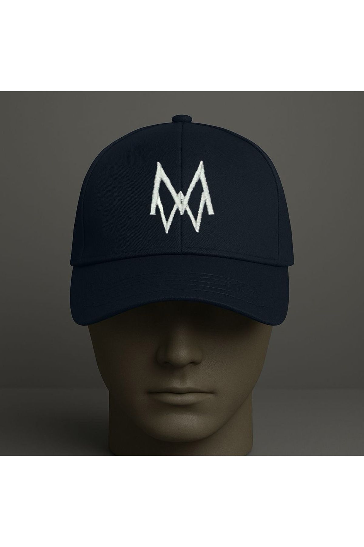 mieraedesign Mierae Unisex Beyaz Desenli Lacivert Şapka