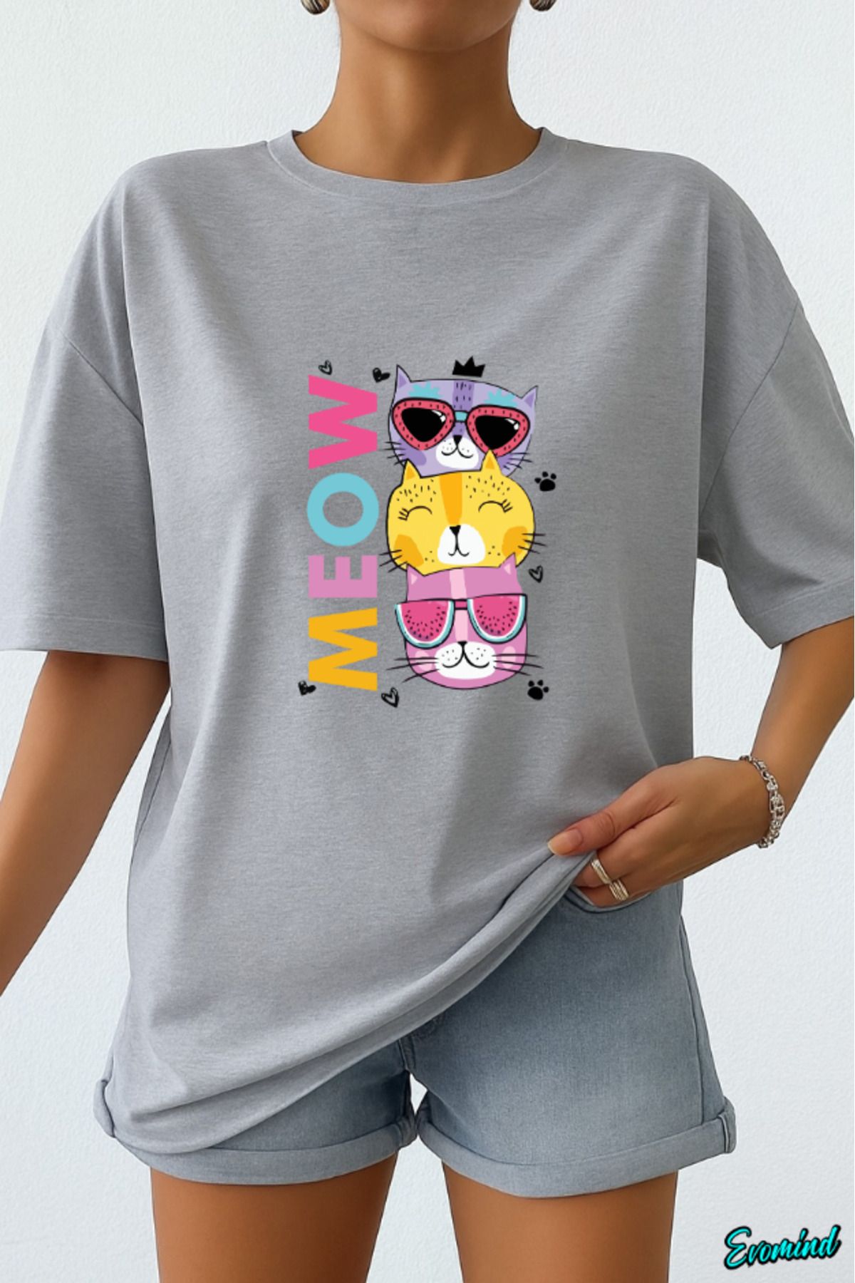 Evomind Meow Baskılı Unisex T-shirt