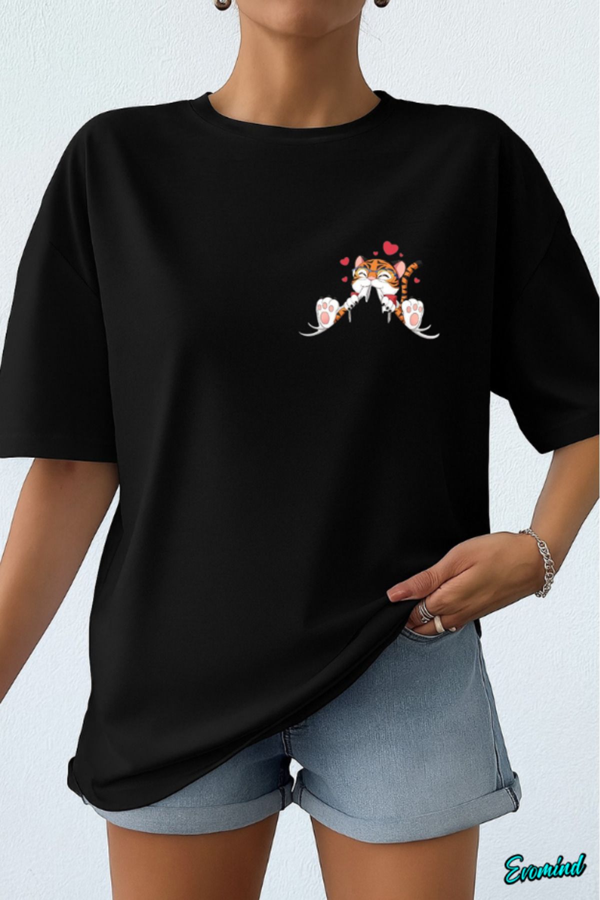 Evomind Kedi Baskılı Unisex T-shirt