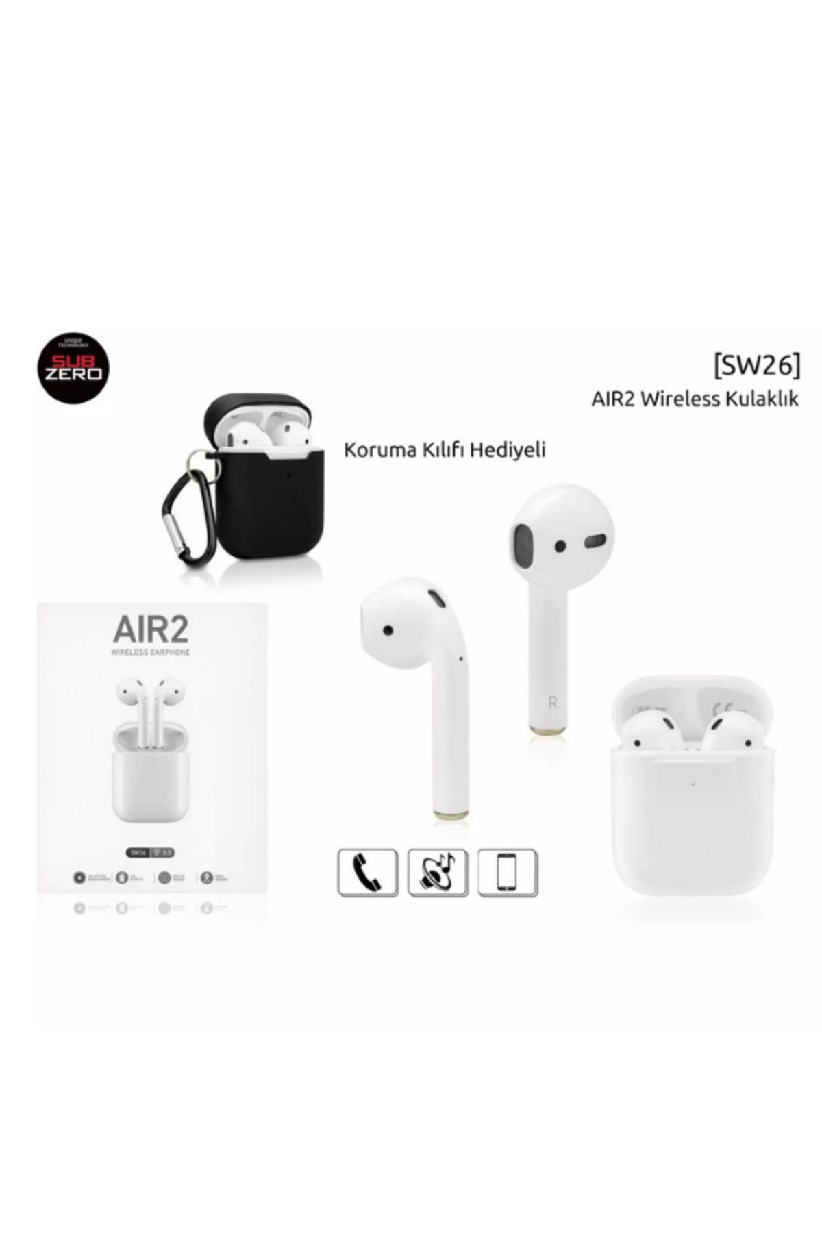Subzero SW26 AIR2 Bluetooth Kulaklık | Beyaz, Kılıf Hediyeli, TWS Kablosuz Konfor