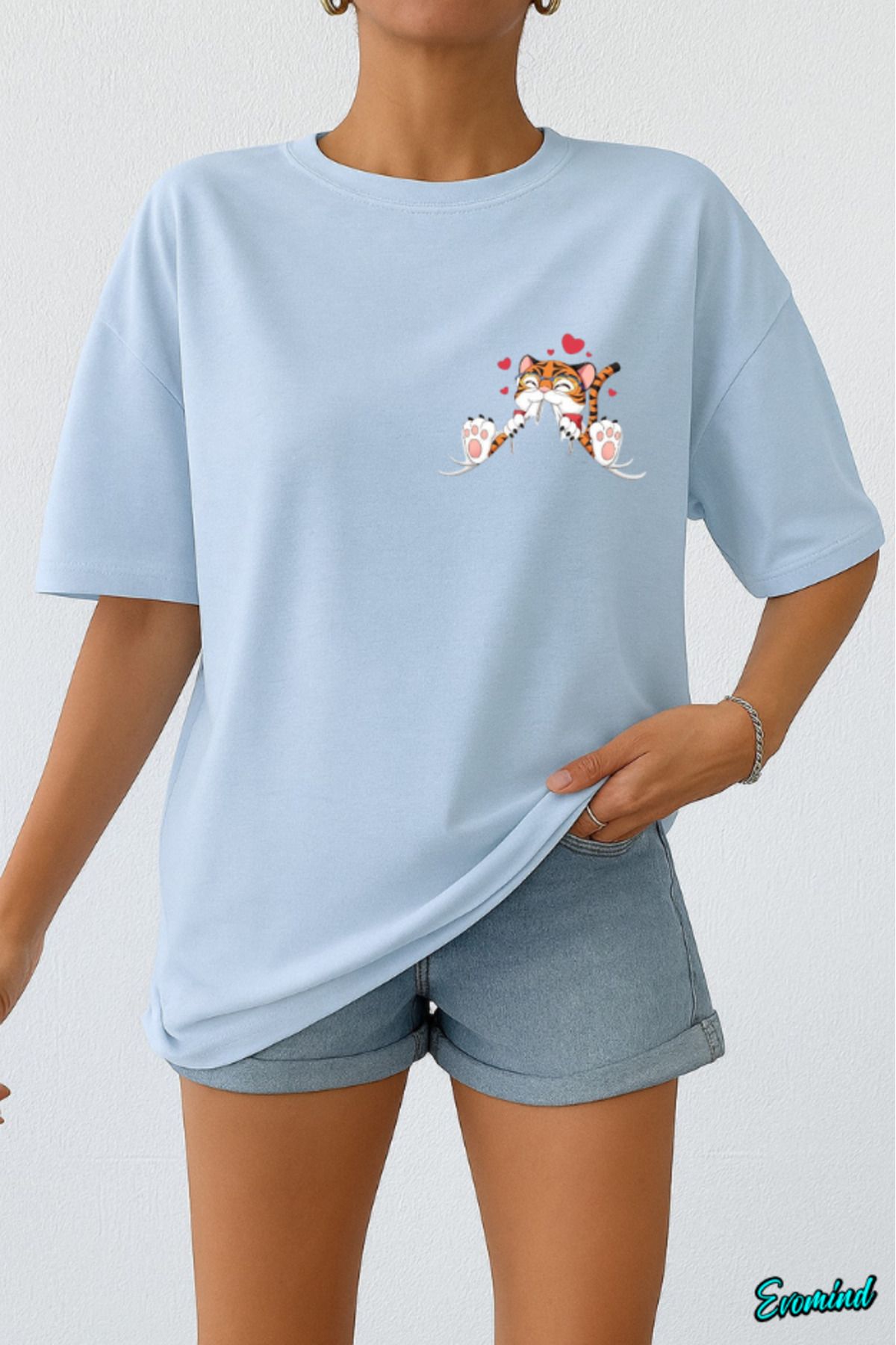 Evomind Kedi Baskılı Unisex T-shirt