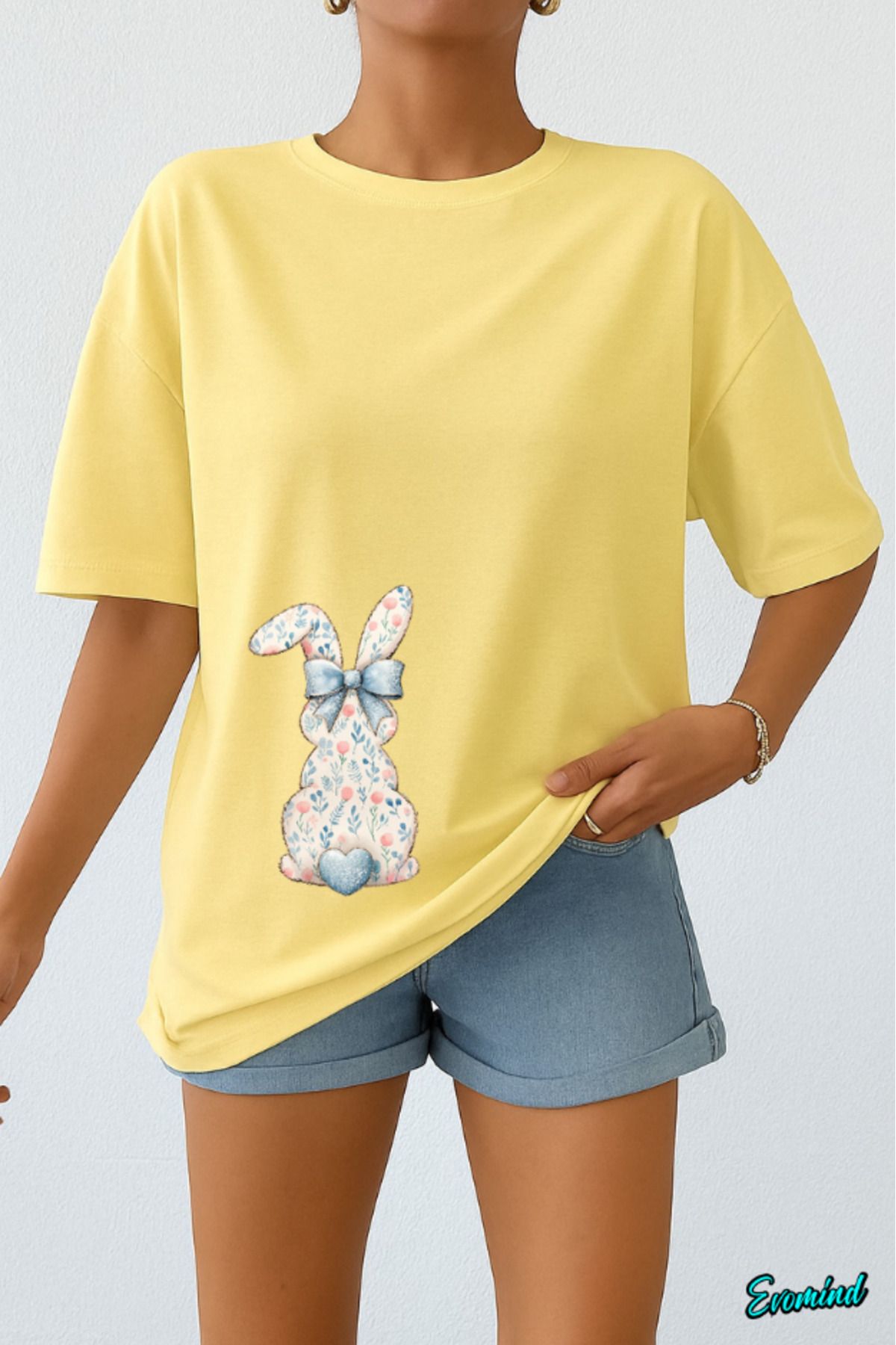 Evomind Tavşan Baskılı Unisex T-shirt