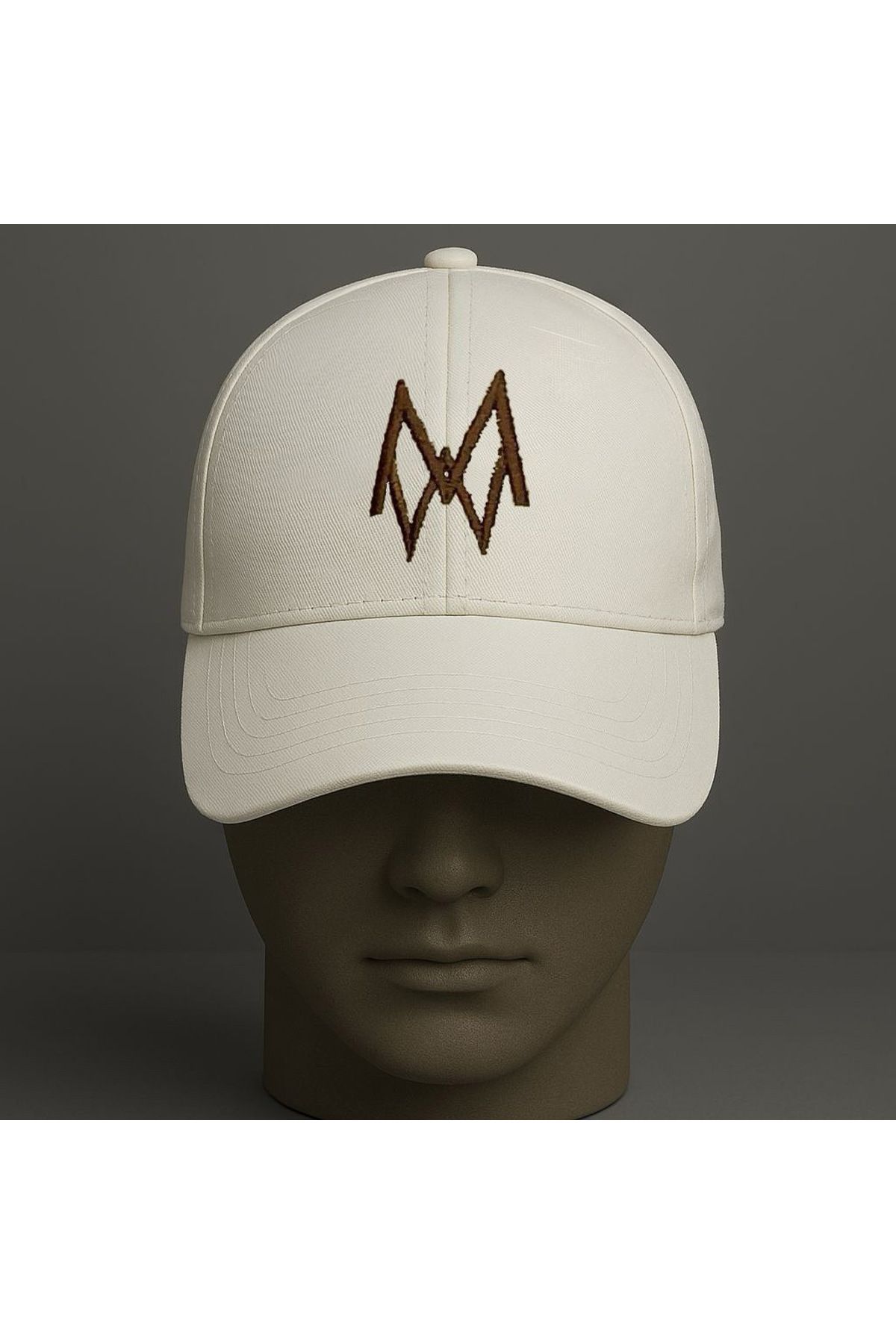 mieraedesign Mierae Unisex Kahve Desenli Beyaz Şapka