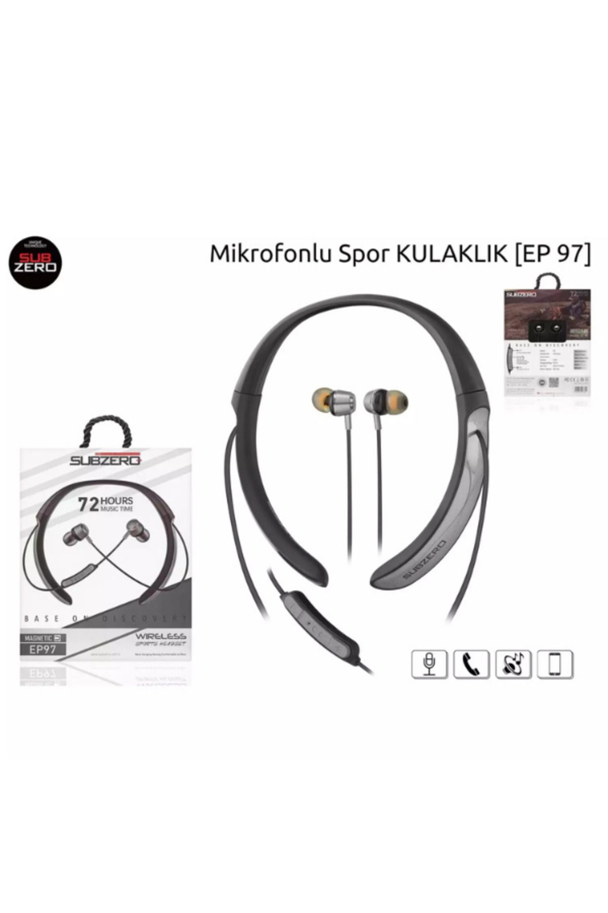 Subzero EP97 Bluetooth Boyun Askılı Kulaklık | 72 Saat Pil Ömrü, Kablosuz & Sporcu Tipi