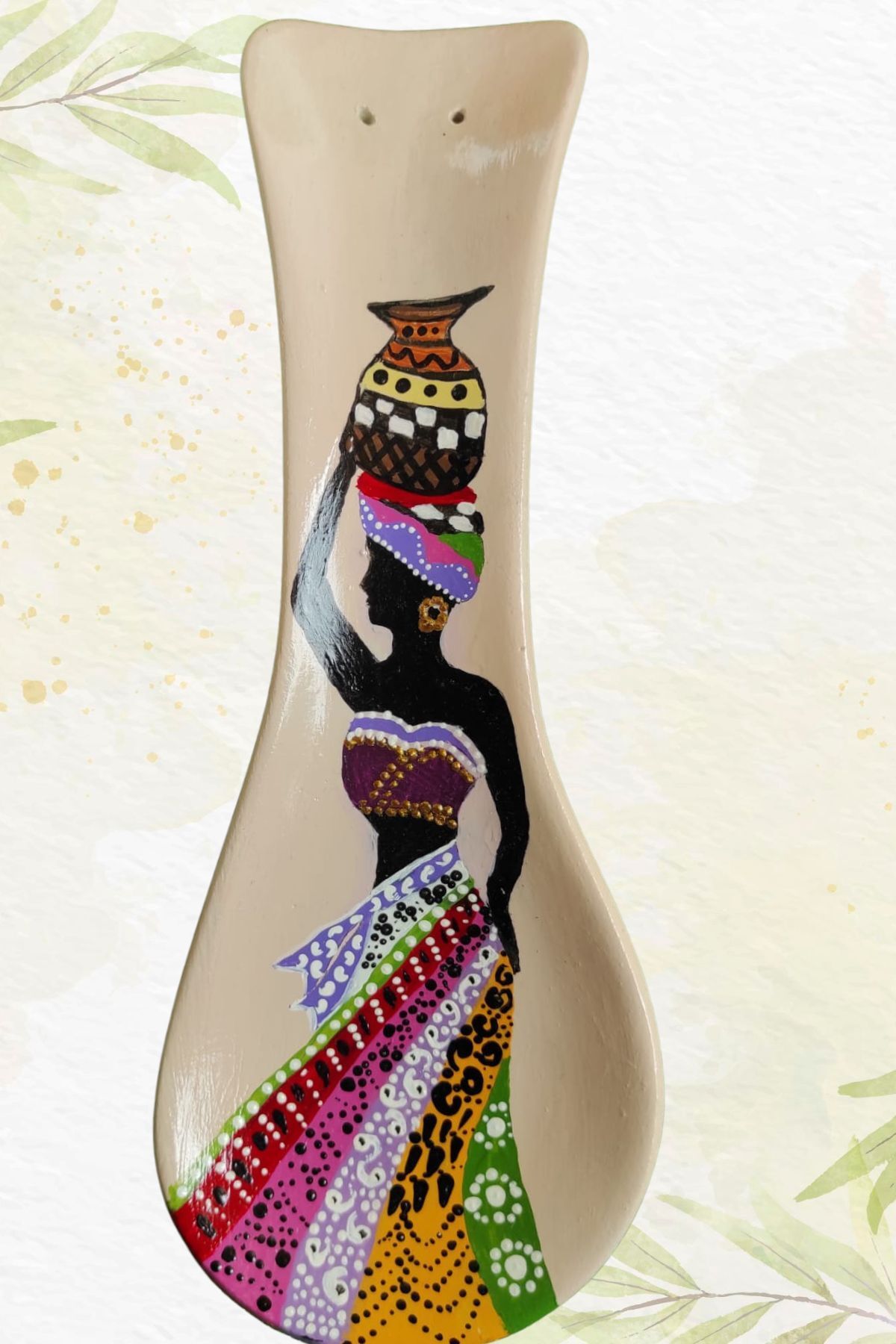 EN HOME STYLE El Boyaması Seramik Kaşıklık A2 | Duvar Süsü 24 cm
