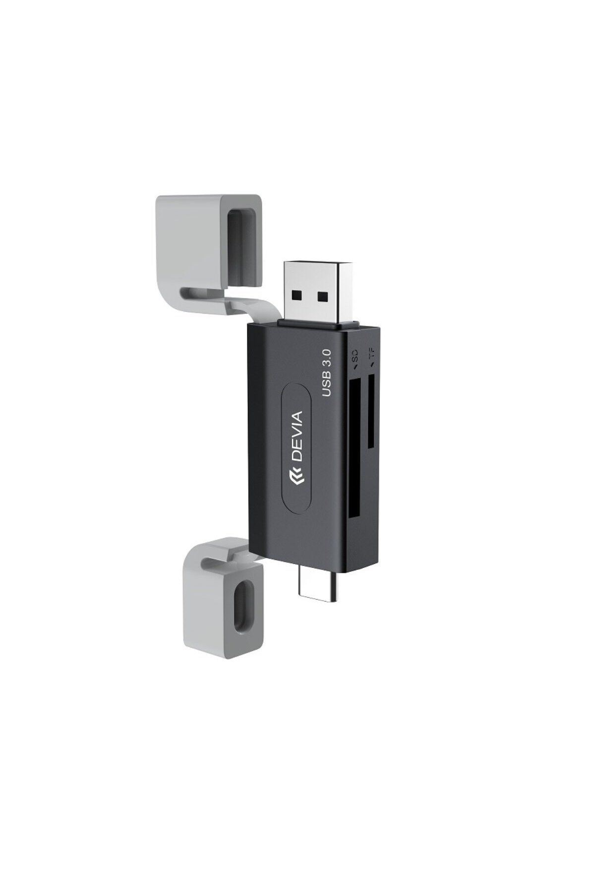 Devia-USB 3.0 microSD and SD memory card reader with USB-C and USB connection, reads 2TB 1